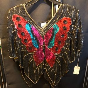 Top sequins size L black with multi color